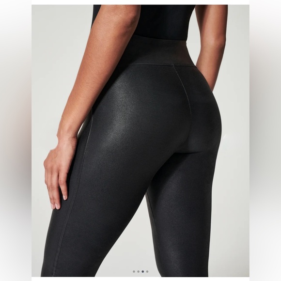 Spanx Black Faux Leather Leggings Size Medium - Picture 3 of 8